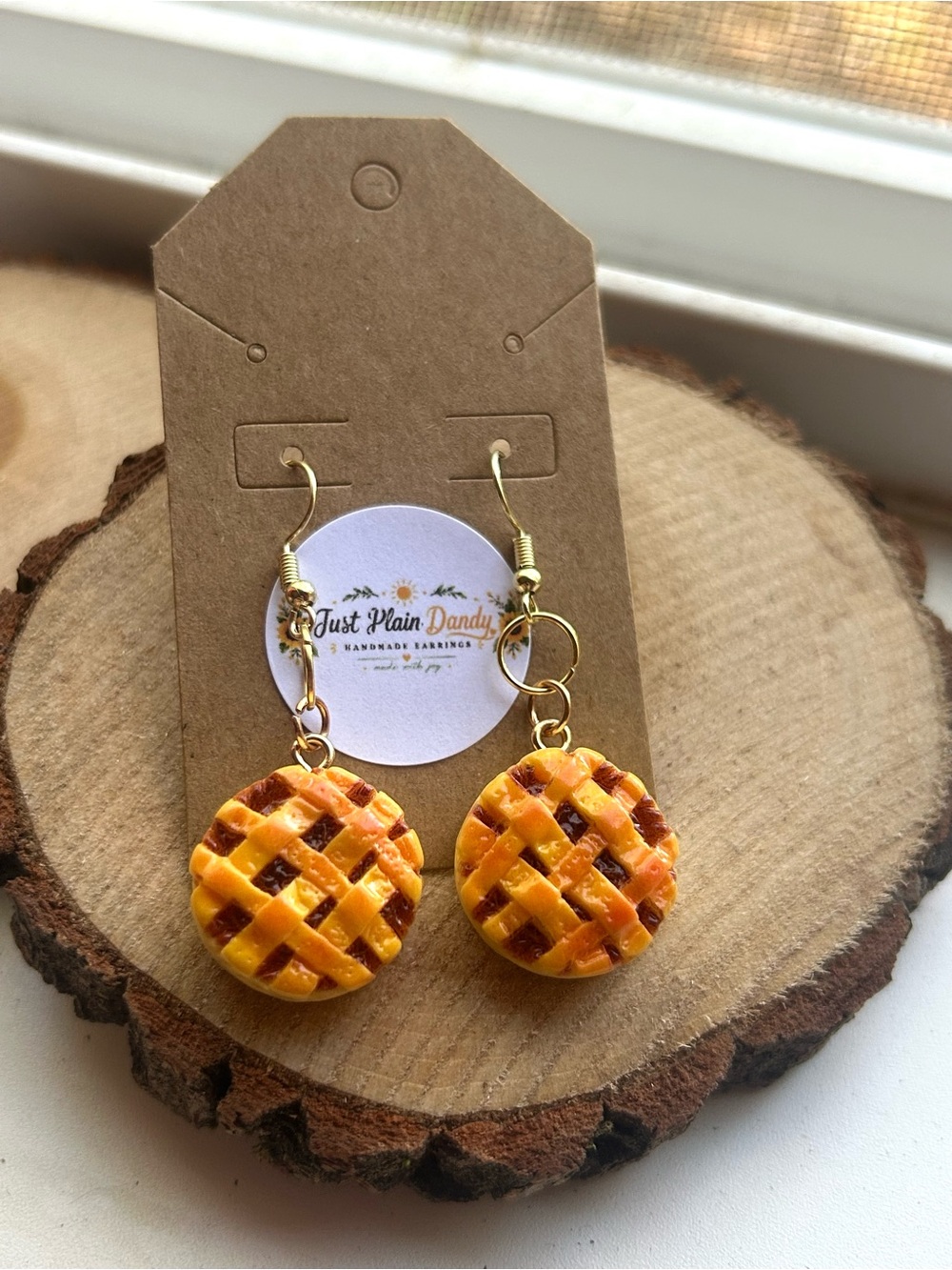 Mini Pie Dangle Earrings Bakery Dessert Food Jewelry